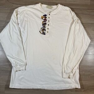 Vintage 1994 Looney Tunes Tweety Taz Daffy Duck Bugs Bunny Henley‎ Whit Men's XL
